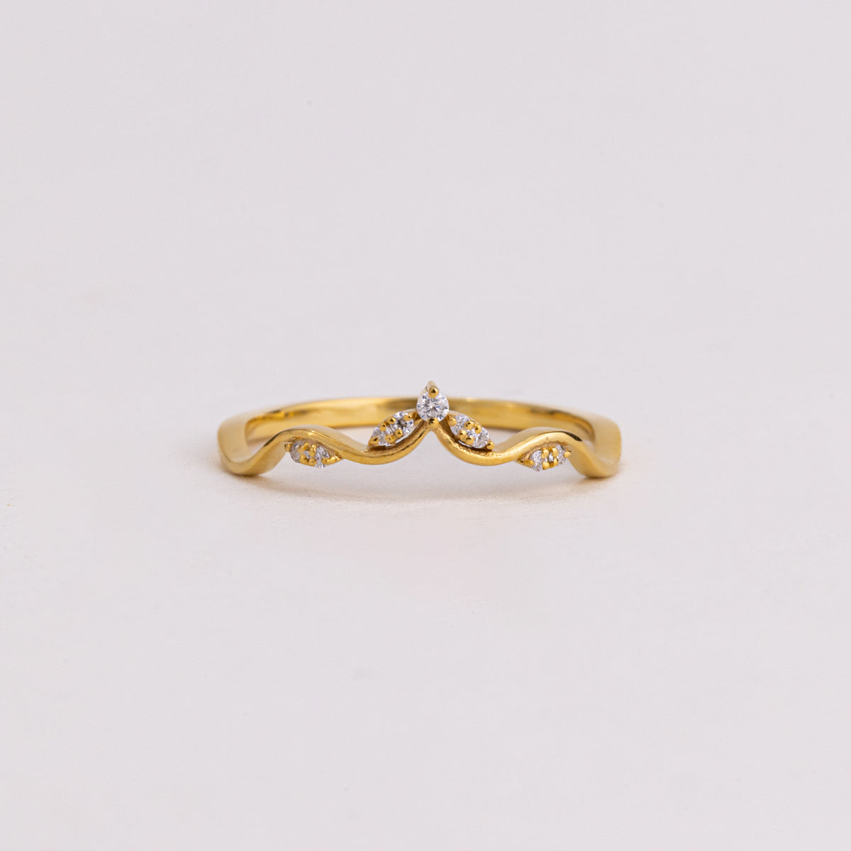 Curved Vine Lab Grown Diamond Wedding Band, Nature Inspired Leaf Ring
