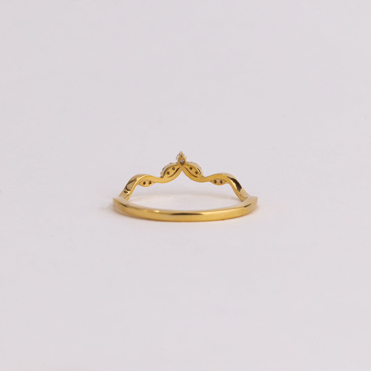 Curved Vine Lab Grown Diamond Wedding Band, Nature Inspired Leaf Ring