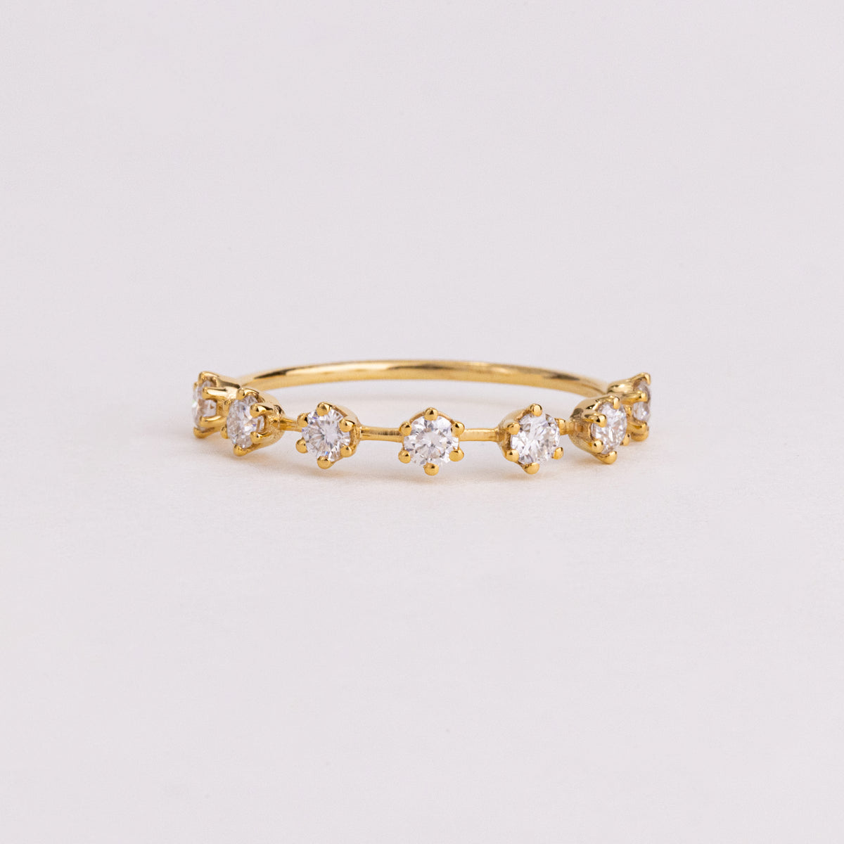 Round Lab Grown Diamond Station Wedding Band, Floating Half Eternity Ring