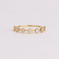 Round Lab Grown Diamond Station Wedding Band, Floating Half Eternity Ring