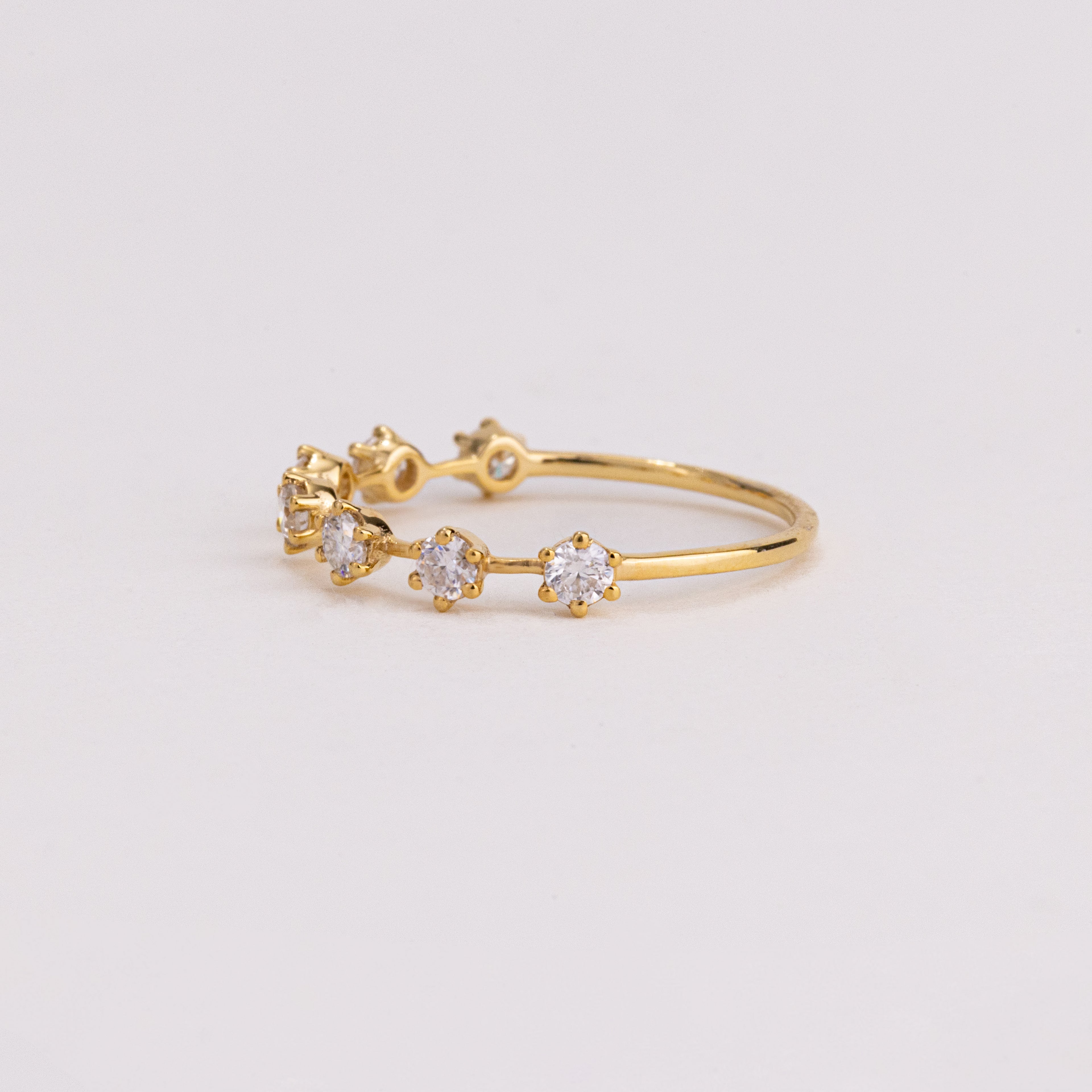 Round Lab Grown Diamond Station Wedding Band, Floating Half Eternity Ring