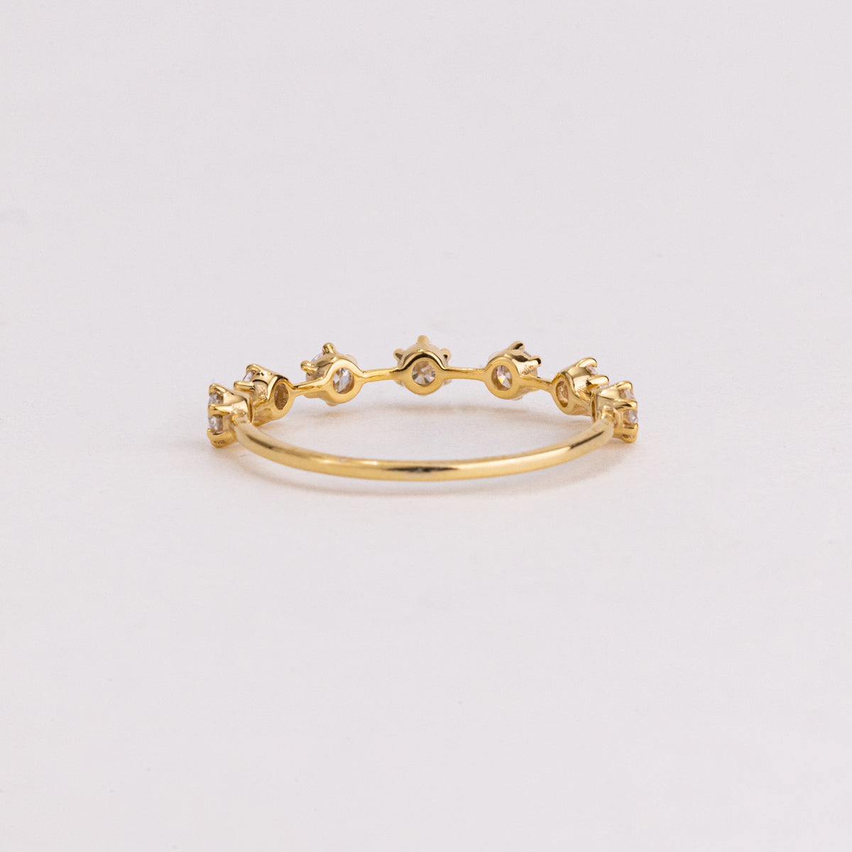 Round Lab Grown Diamond Station Wedding Band, Floating Half Eternity Ring