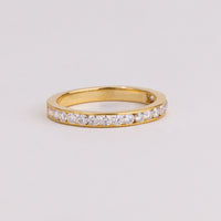 Round Cut Lab Grown Diamond Wedding Band, Channel Set Half Eternity Ring