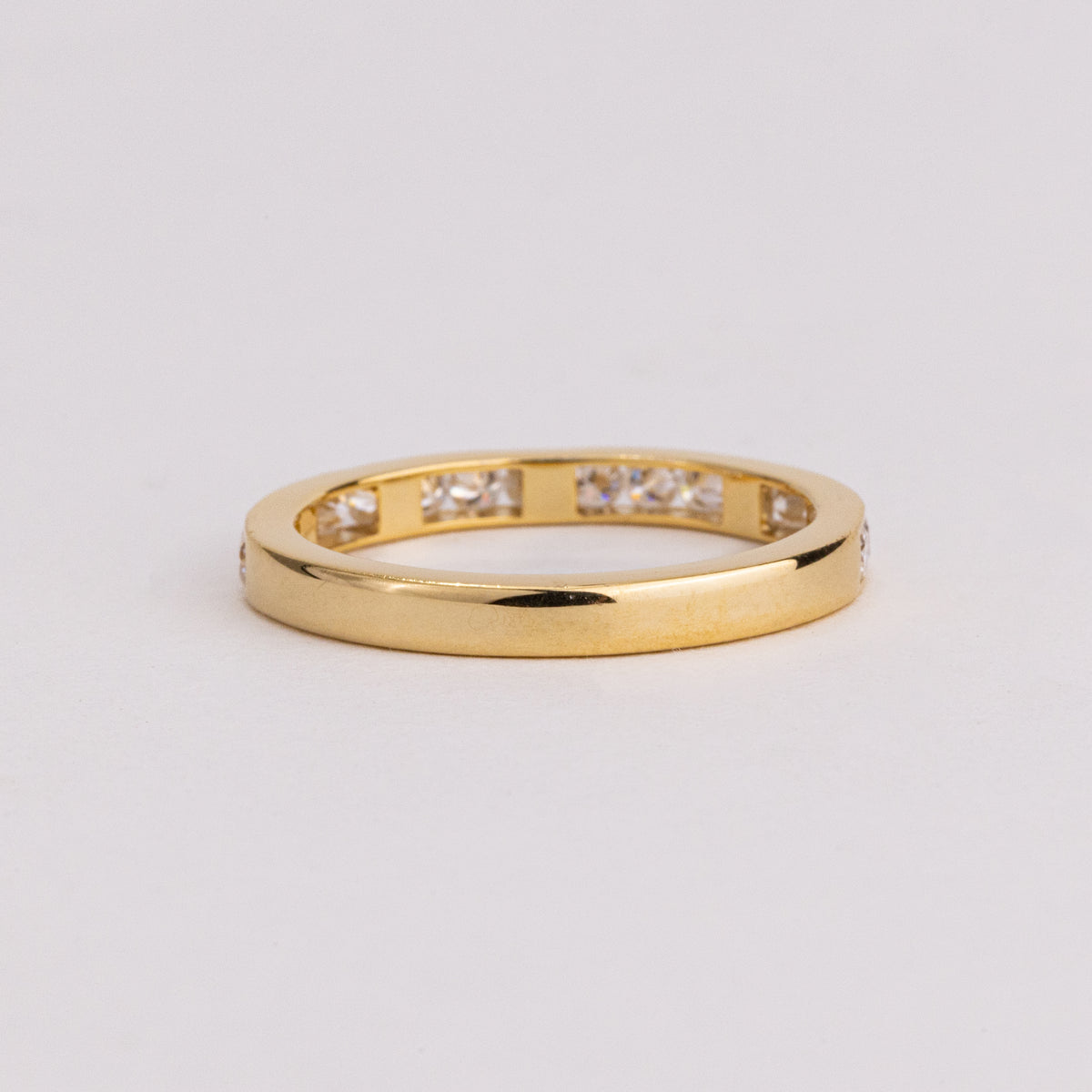 Round Cut Lab Grown Diamond Wedding Band, Channel Set Half Eternity Ring