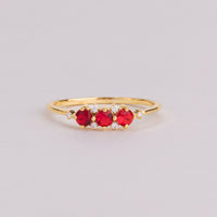 Round Ruby and Lab Grown Diamond Three Stone Ring