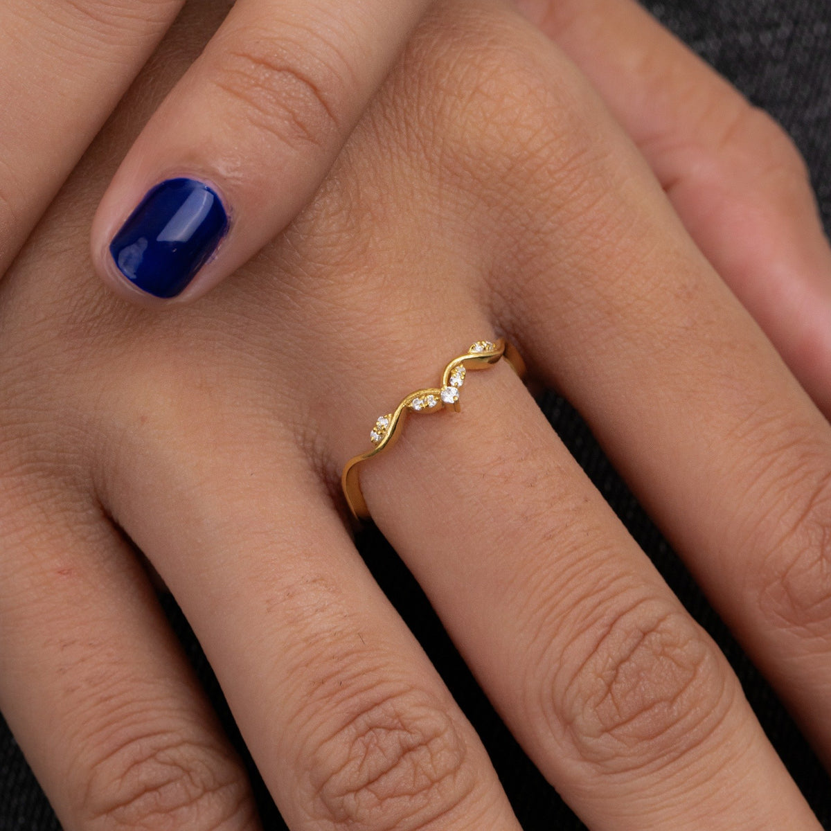 Curved Vine Lab Grown Diamond Wedding Band, Nature Inspired Leaf Ring