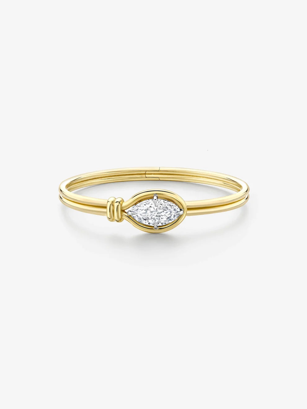 Marquise Cut Lab Grown Diamond East-West Bezel Bangle Bracelet,