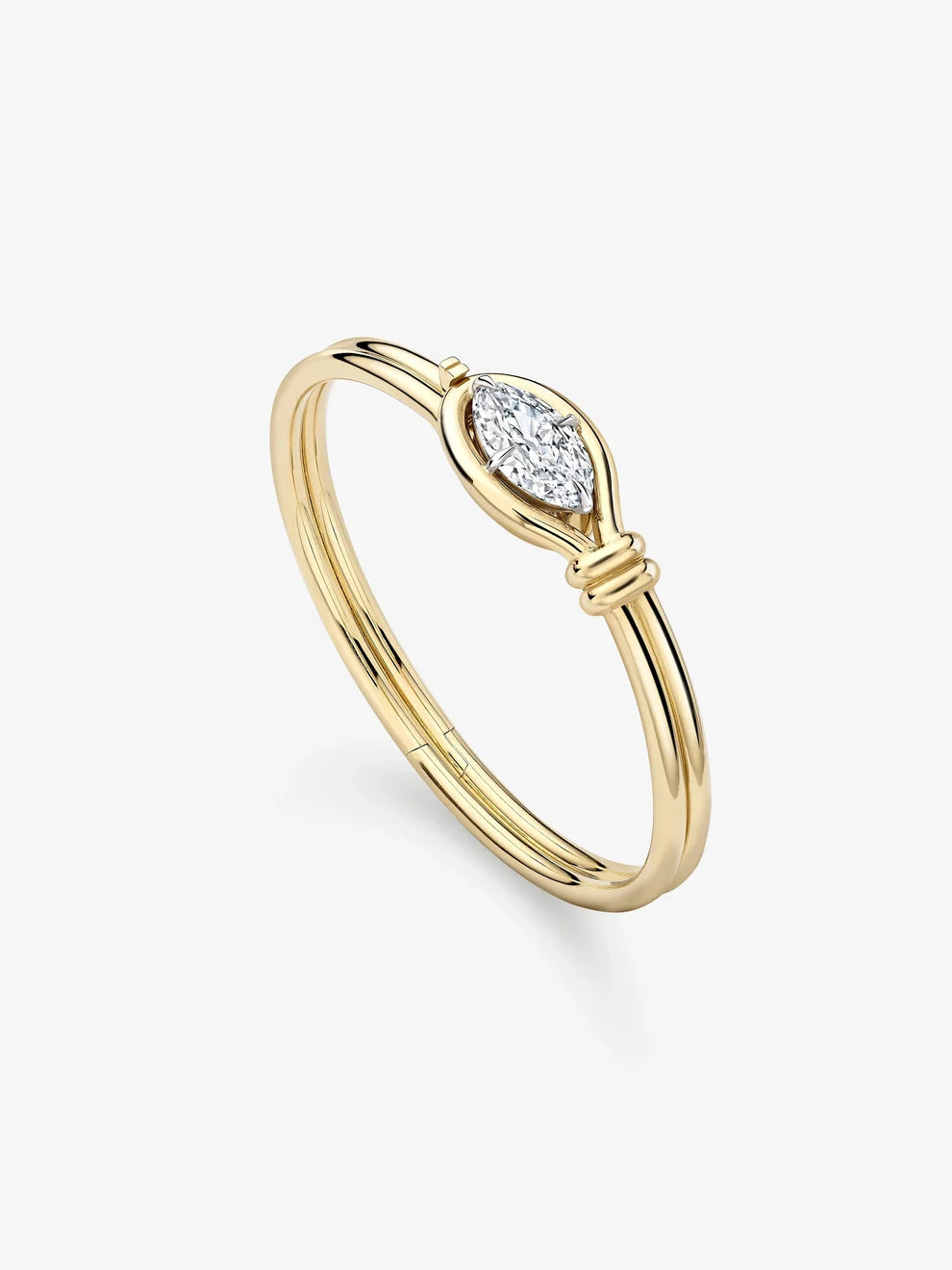 Marquise Cut Lab Grown Diamond East-West Bezel Bangle Bracelet,