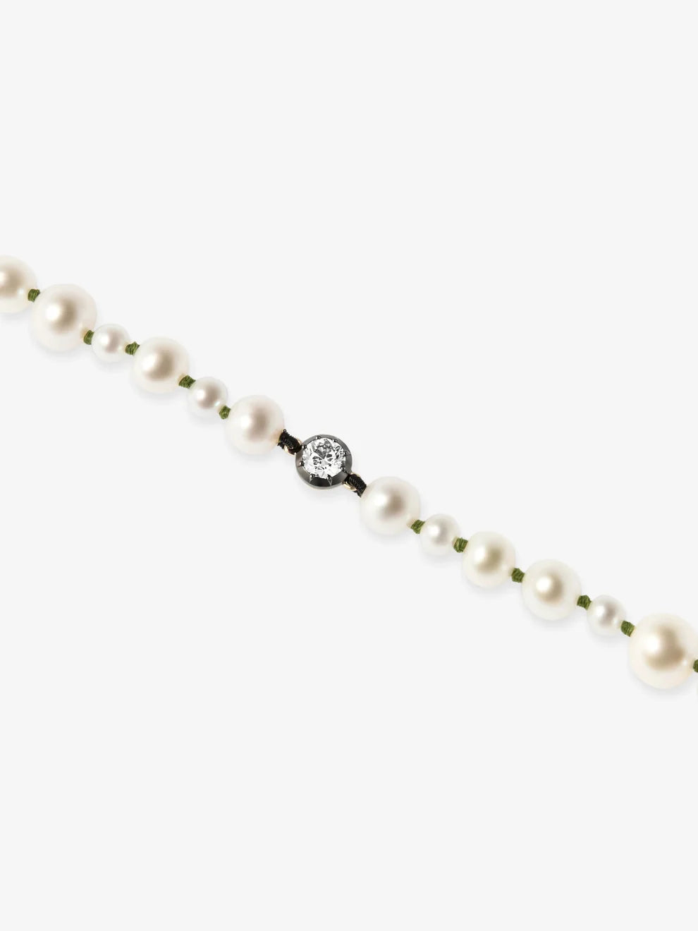 Graduated Freshwater Pearl and Diamond Strand Bracelet, Yellow Gold Silk Knotted Pearl Bracelet