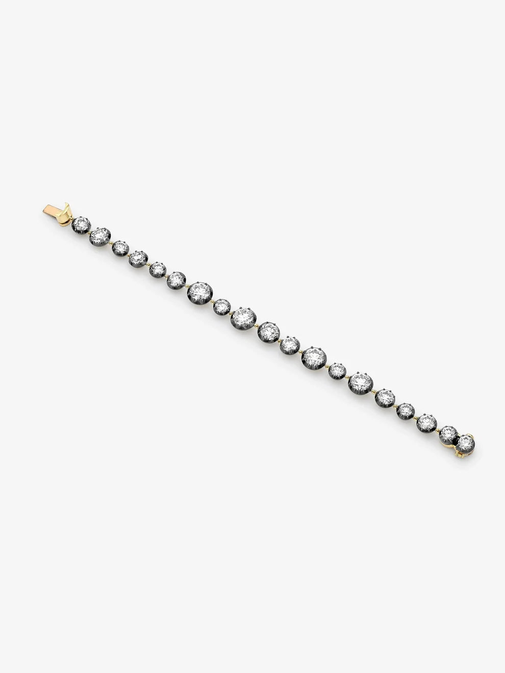 Graduated Round Cut Lab Grown Diamond Tennis Bracelet, Two-Tone Gold Collet Set Bracelet