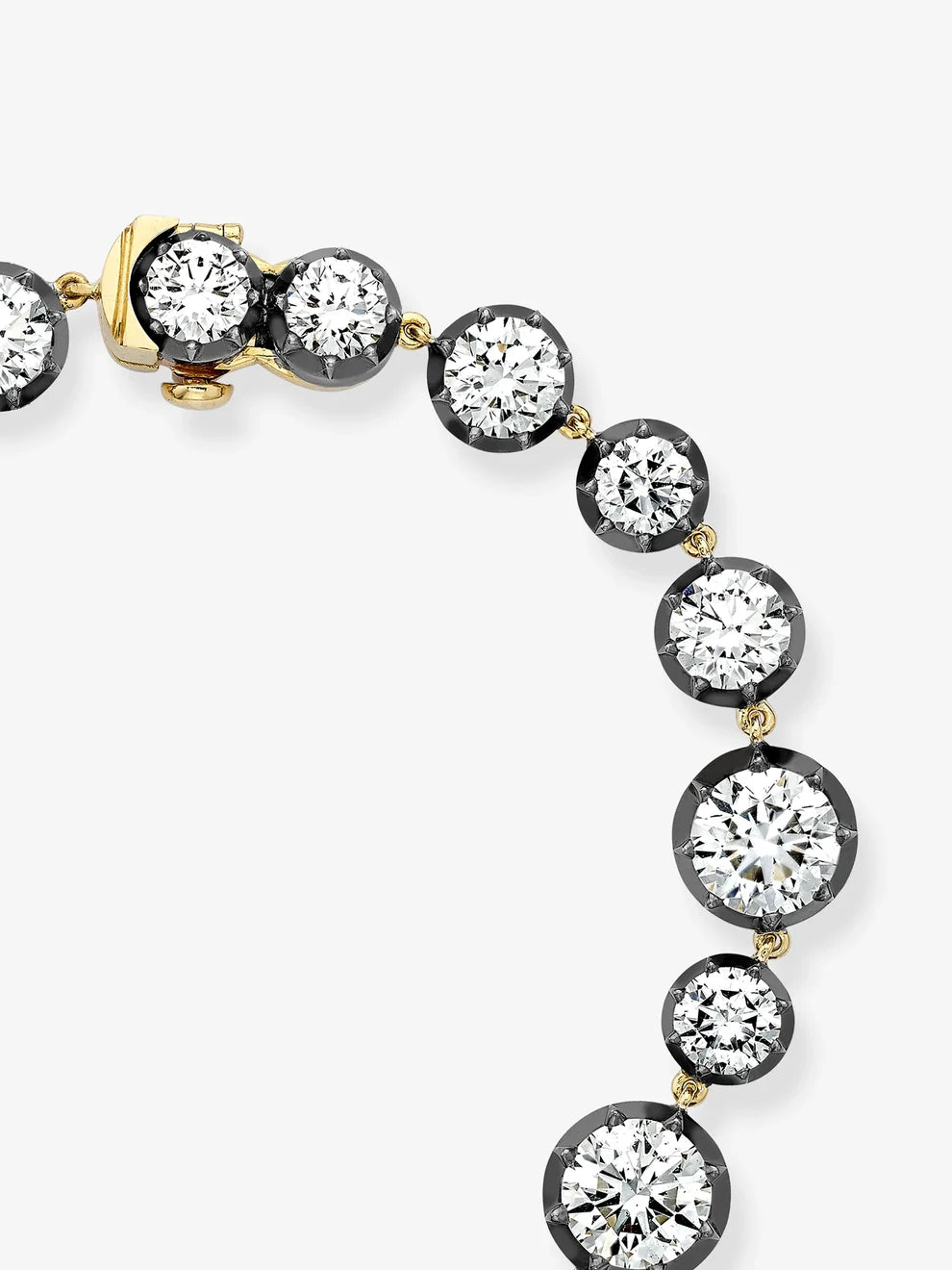 Graduated Round Cut Lab Grown Diamond Tennis Bracelet, Two-Tone Gold Collet Set Bracelet