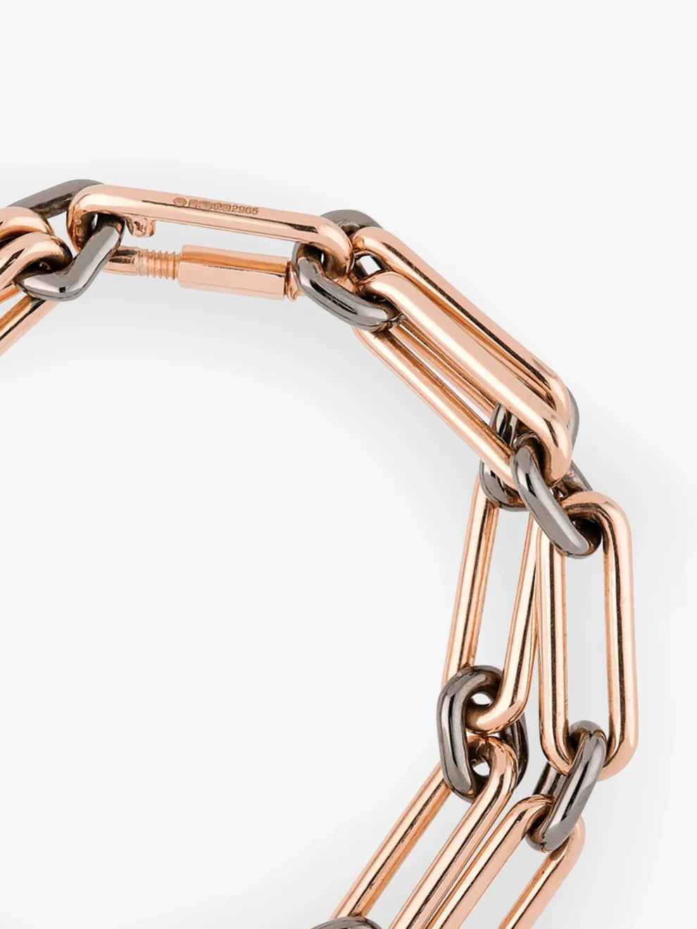 Rose Gold & Black Diamond Link Bracelet, Circular Diamond Clasp, Two-Tone Statement Chain Bracelet