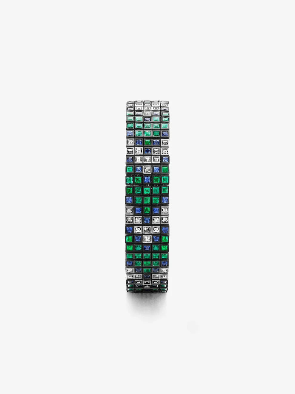 Multicolor Square Gemstone Bracelet, Emerald Blue Sapphire White Stone Tennis Bracelet
