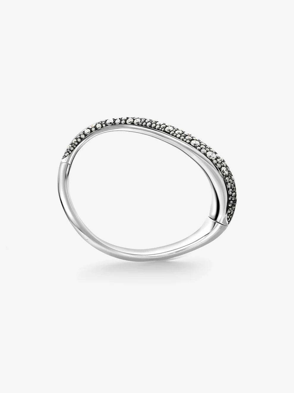 Pavé Diamond Crossover Band, Lab Grown Diamond Twisted Ring, White Gold Curved Wedding Band