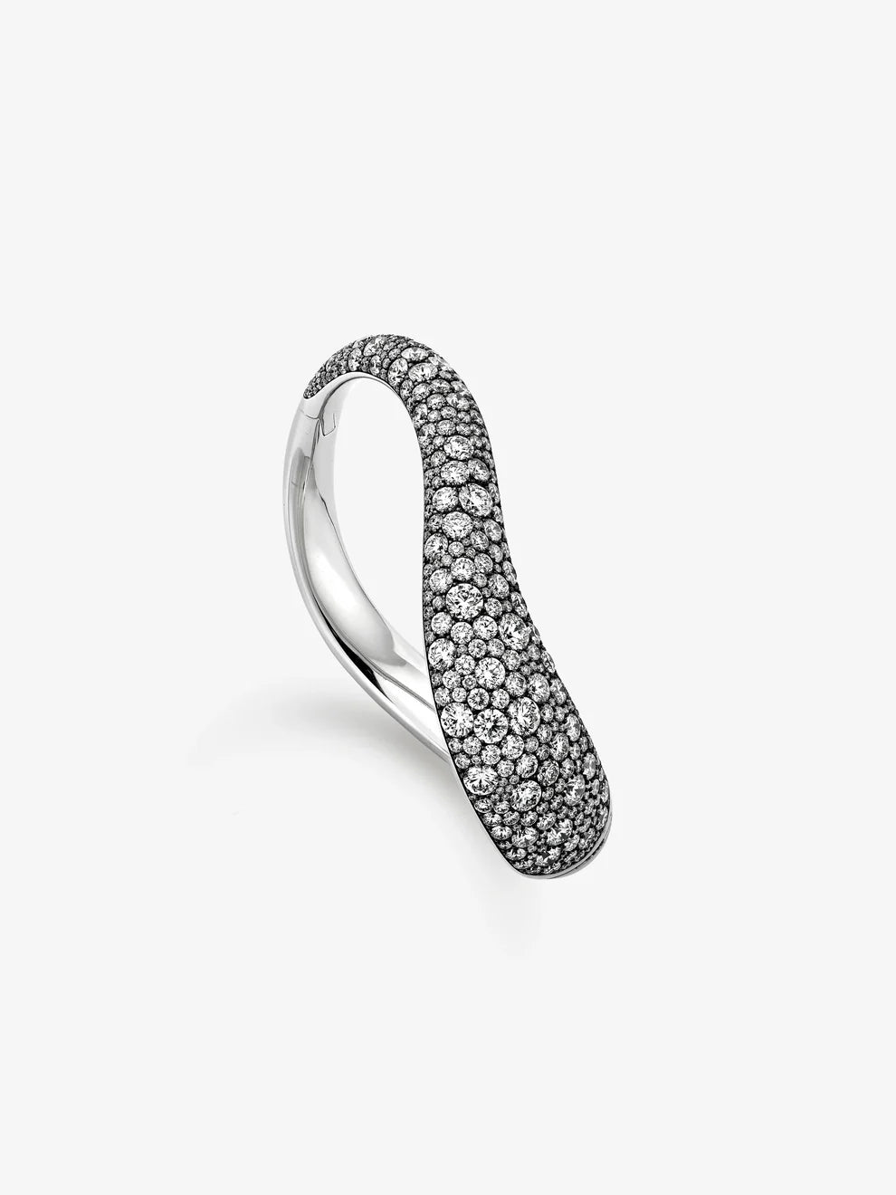 Pavé Diamond Crossover Band, Lab Grown Diamond Twisted Ring, White Gold Curved Wedding Band