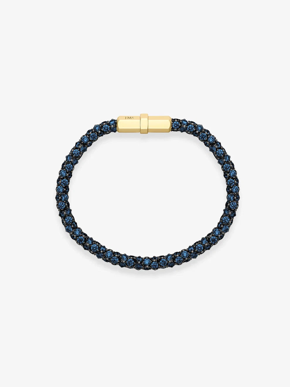 Blue Sapphire Pavé Micro-Rope Tennis Bracelet, Blackened Gold Blue Sapphire Eternity Bangle