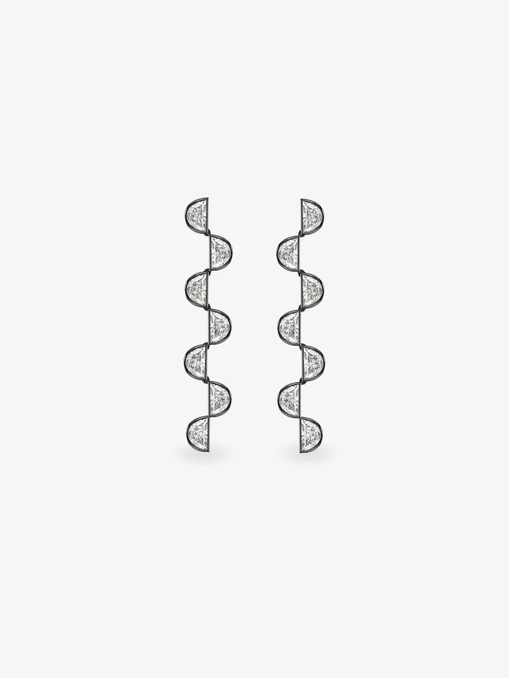 Half Moon Cut Diamond Geometric Linear Drop Earrings, Modern Wave Drop Earrings
