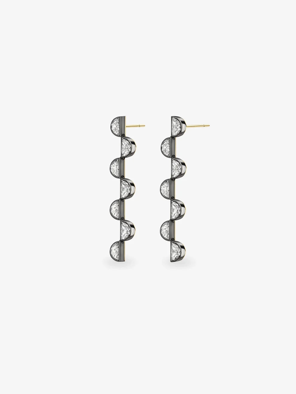 Half Moon Cut Diamond Geometric Linear Drop Earrings, Modern Wave Drop Earrings