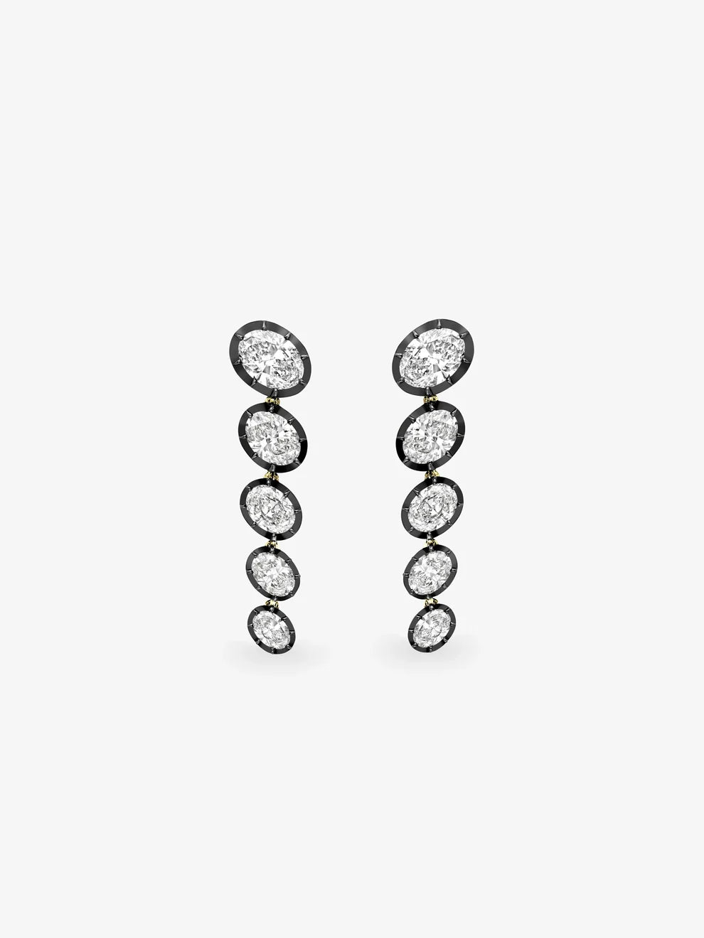 Oval Cut Diamond Graduated Five-Stone Drop Earrings
