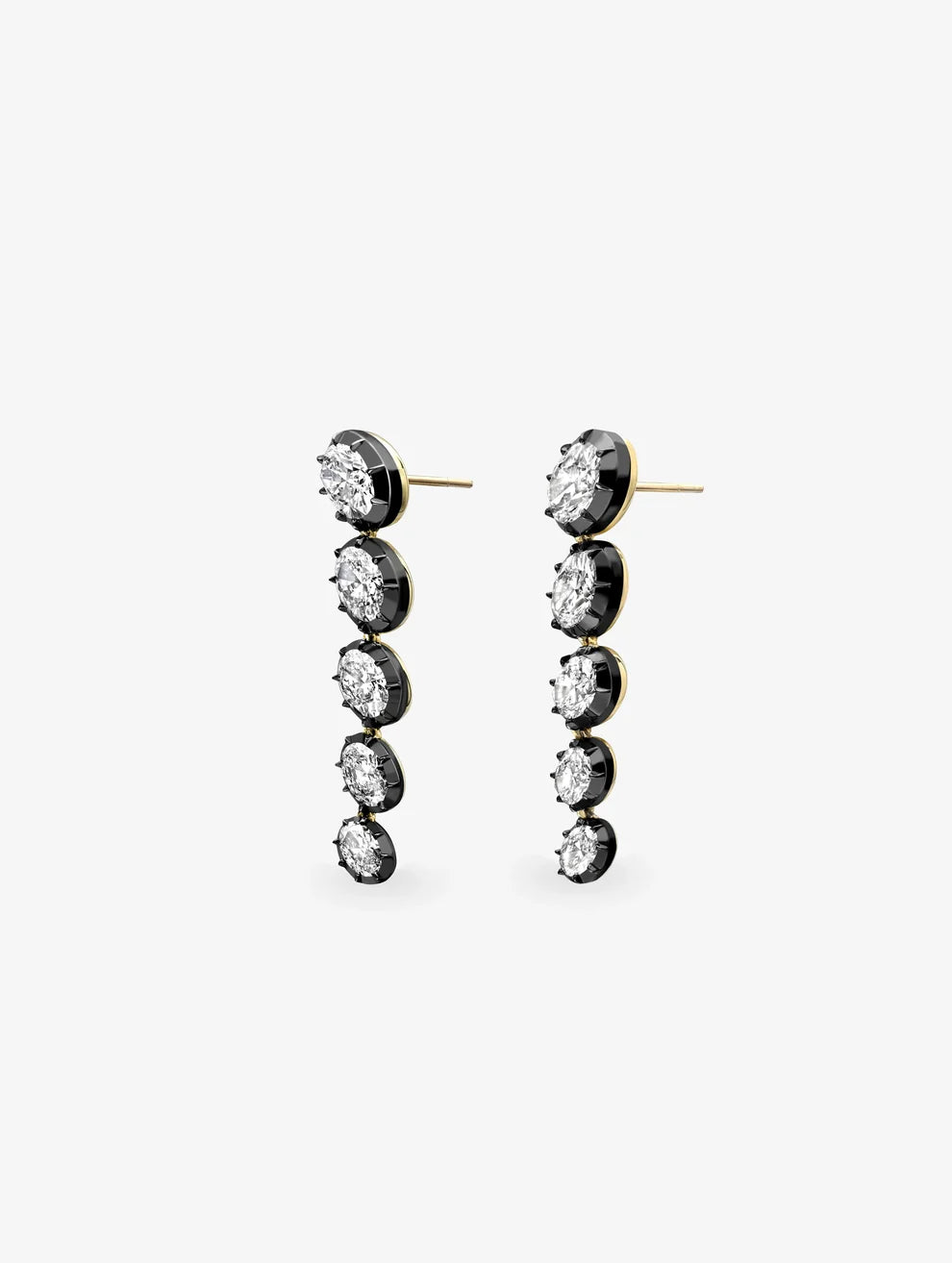 Oval Cut Diamond Graduated Five-Stone Drop Earrings