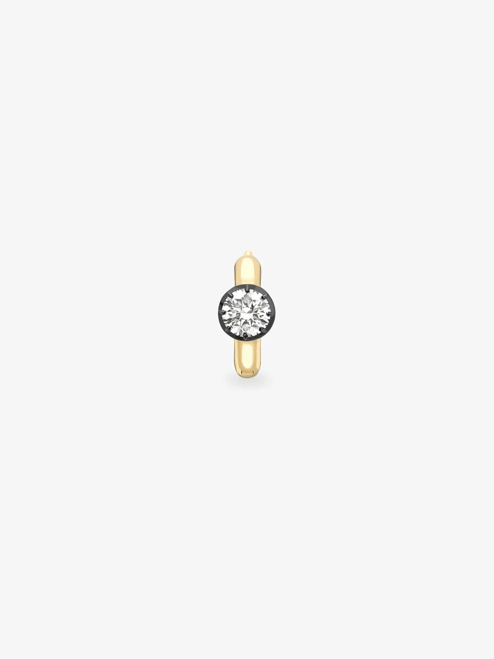 Round Cut Diamond Solitaire Huggie Hoop Earring