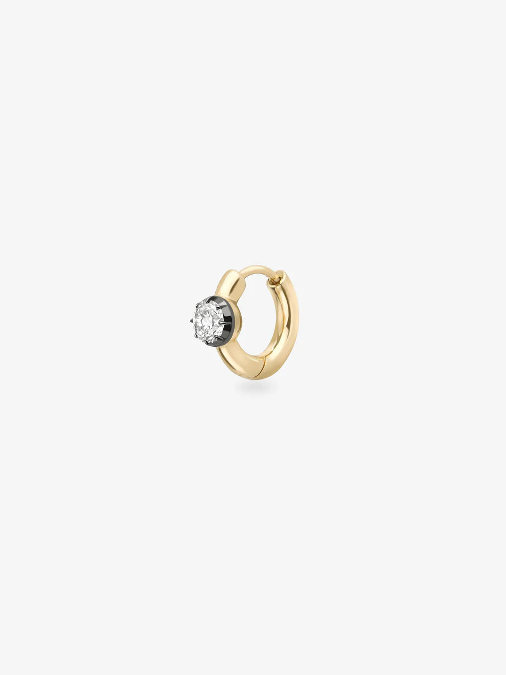 Round Cut Diamond Solitaire Huggie Hoop Earring