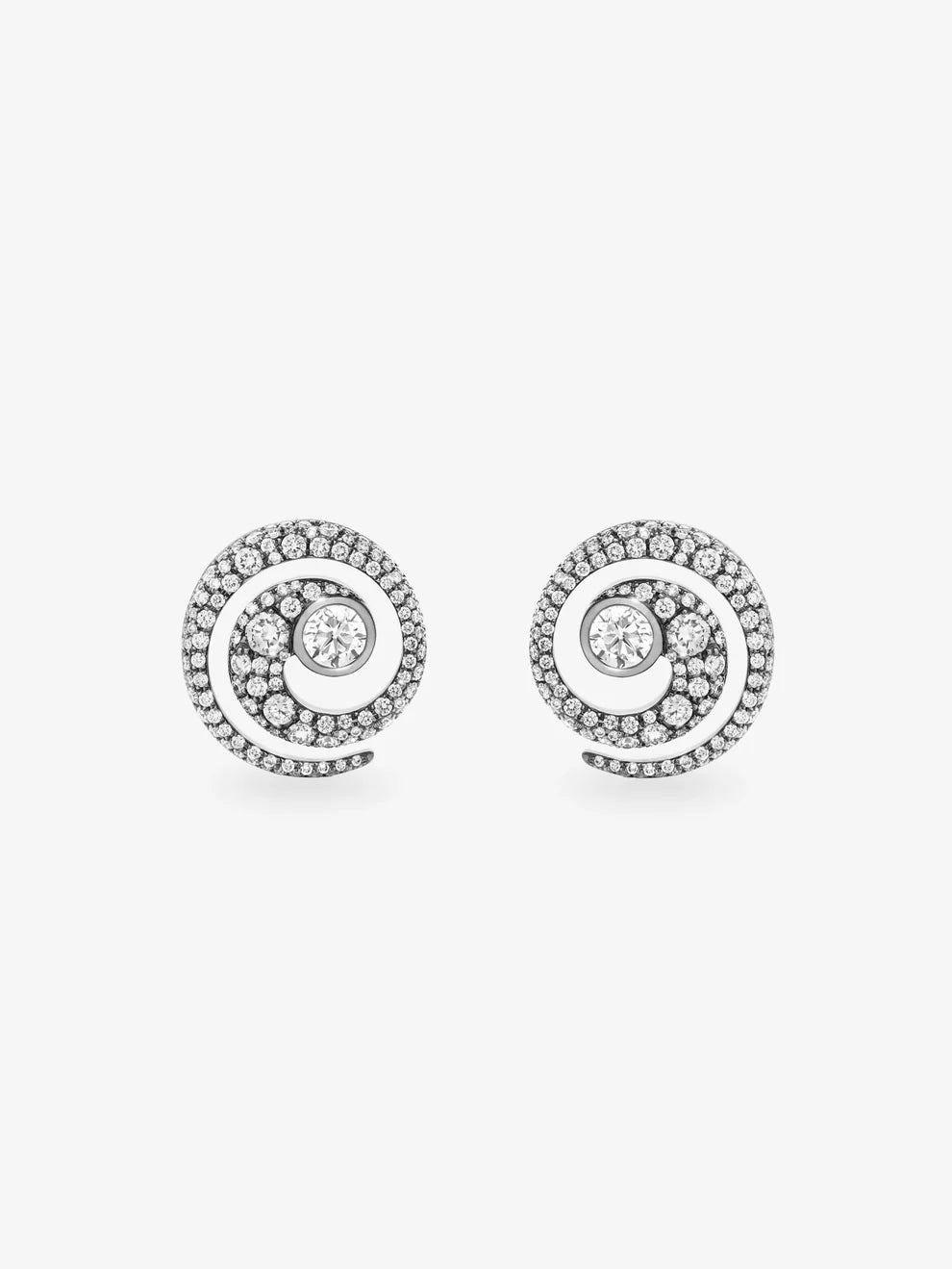 Spiral Swirl Diamond Stud Earrings, Multi-Row Pavé Lab Grown Diamond Earrings