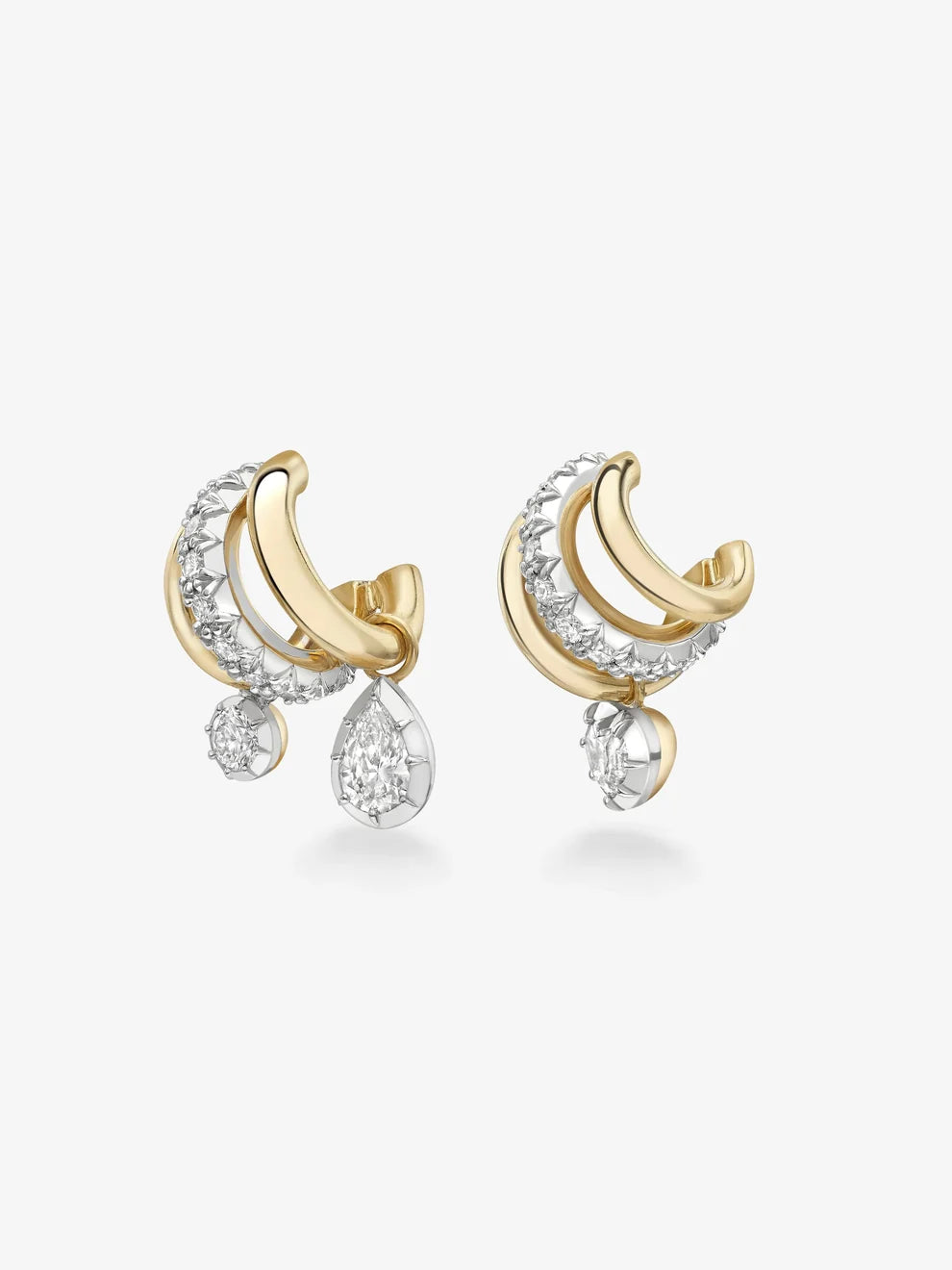 Pear Round & Heart Cut Diamond Multi-Row Charm Earrings
