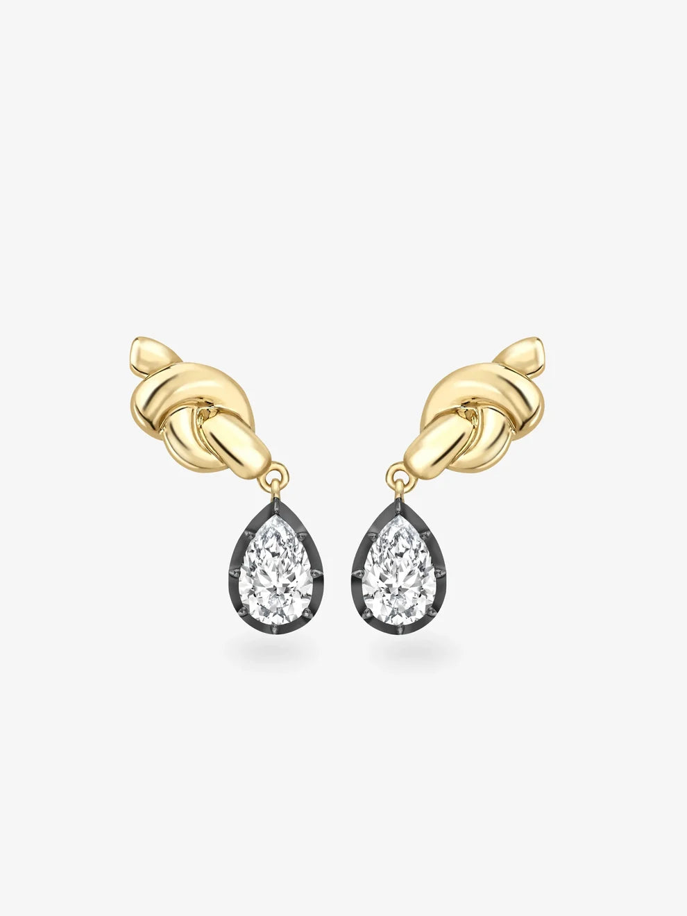 Pear Cut Lab Grown Diamond Knot Drop Earrings