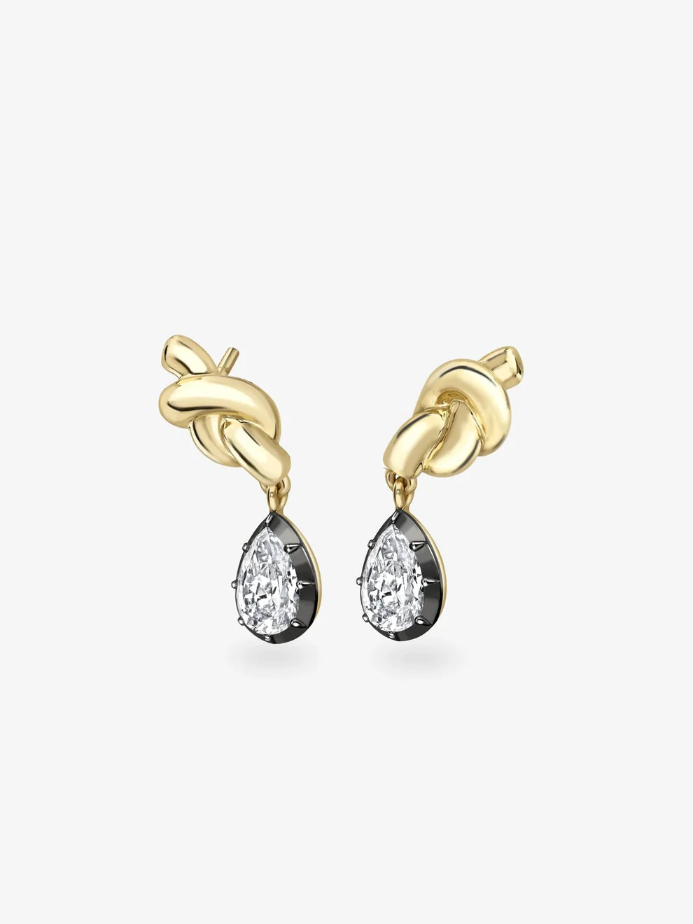 Pear Cut Lab Grown Diamond Knot Drop Earrings