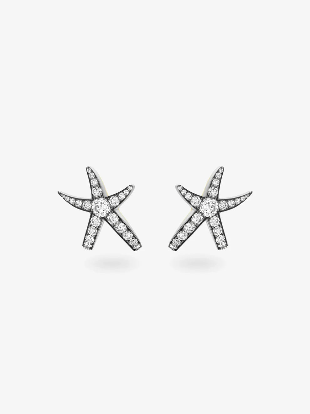 Round Cut Lab Grown Diamond Starfish Stud Earrings, Gold Ocean Coastal Earrings