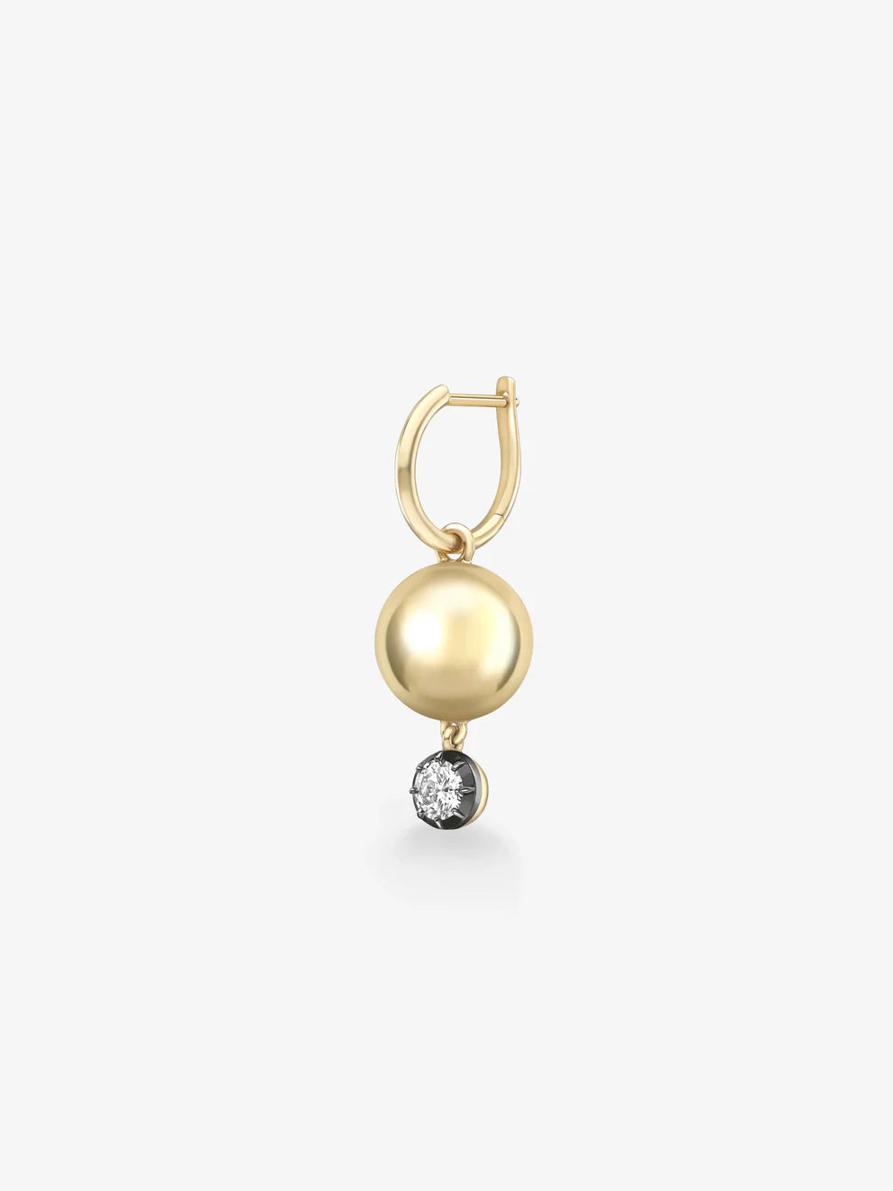 Round Cut Lab Grown Diamond Gold Sphere Charm Earring,Modern Minimalist Drop Earring