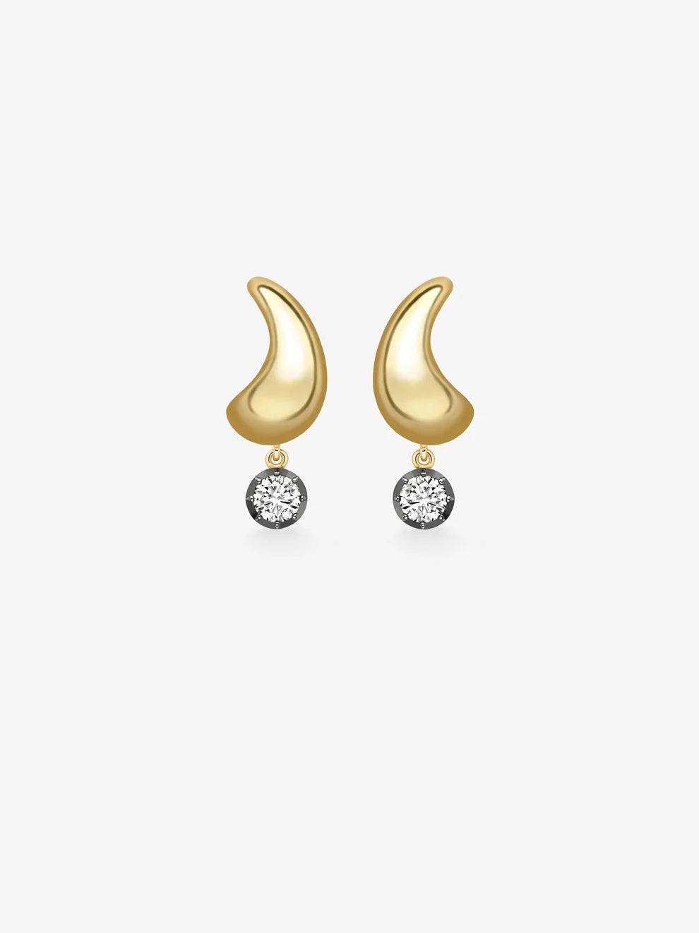 Sculptural Wave Diamond Drip Drop Earrings, Modern Organic Curve Hoop Earrings