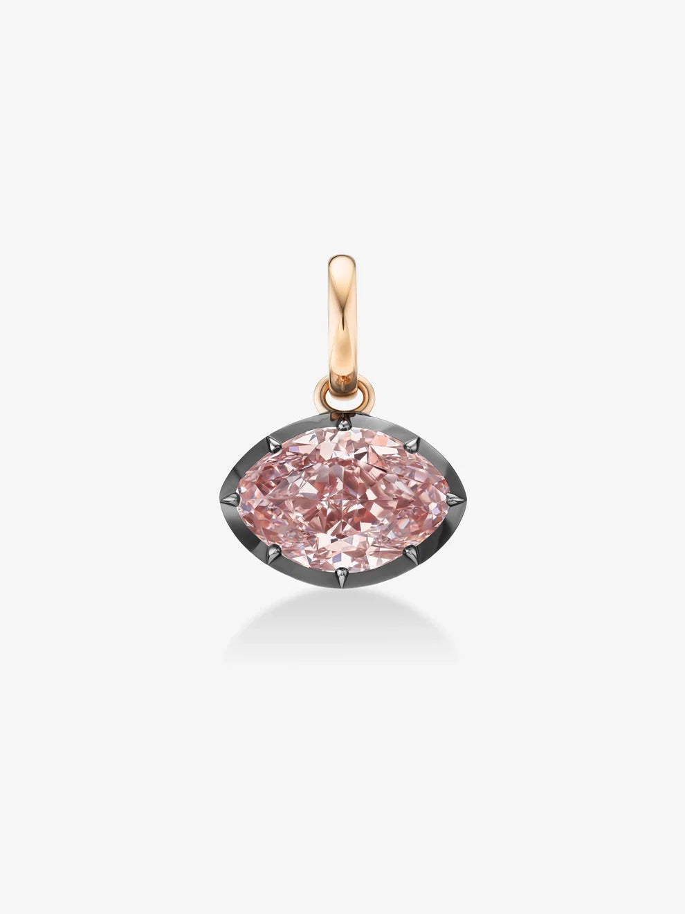 Oval Cut Pink Lab Grown Diamond Pendant Charm, Fancy Pink Diamond Solitaire Dangle, Rose Gold Blackened Setting Pendant