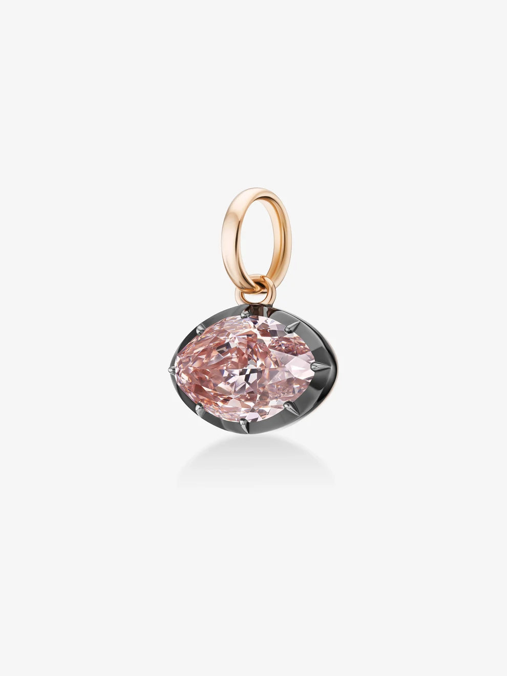 Oval Cut Pink Lab Grown Diamond Pendant Charm, Fancy Pink Diamond Solitaire Dangle, Rose Gold Blackened Setting Pendant