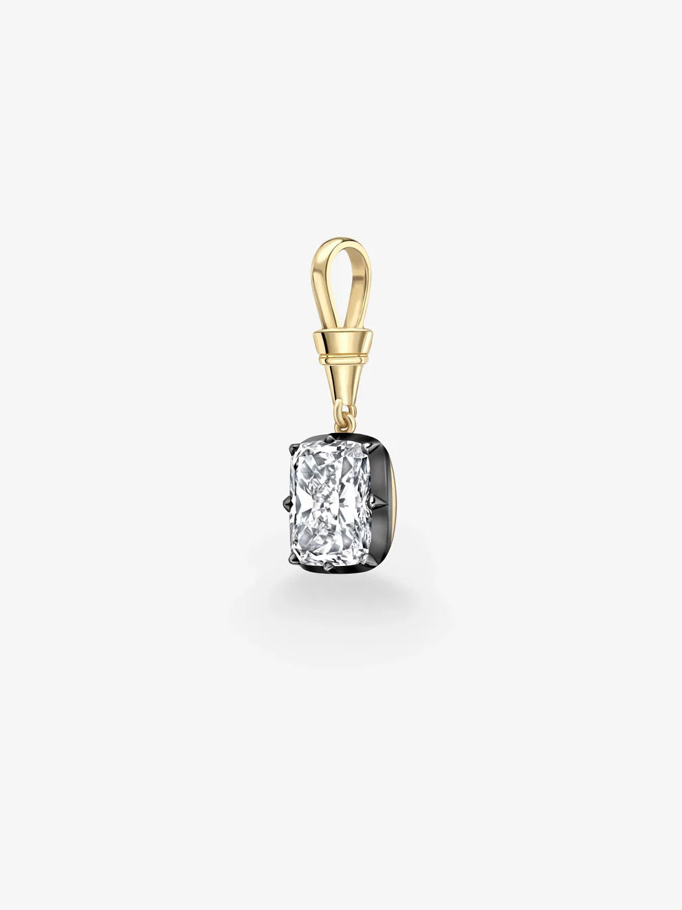 Cushion Cut DiaCushion Cut Lab Grown Diamond Pendant – Yellow Gold Bail with Black Rhodiummond Pendant, Yellow Gold Bail, Two-Tone Luxury Pendant