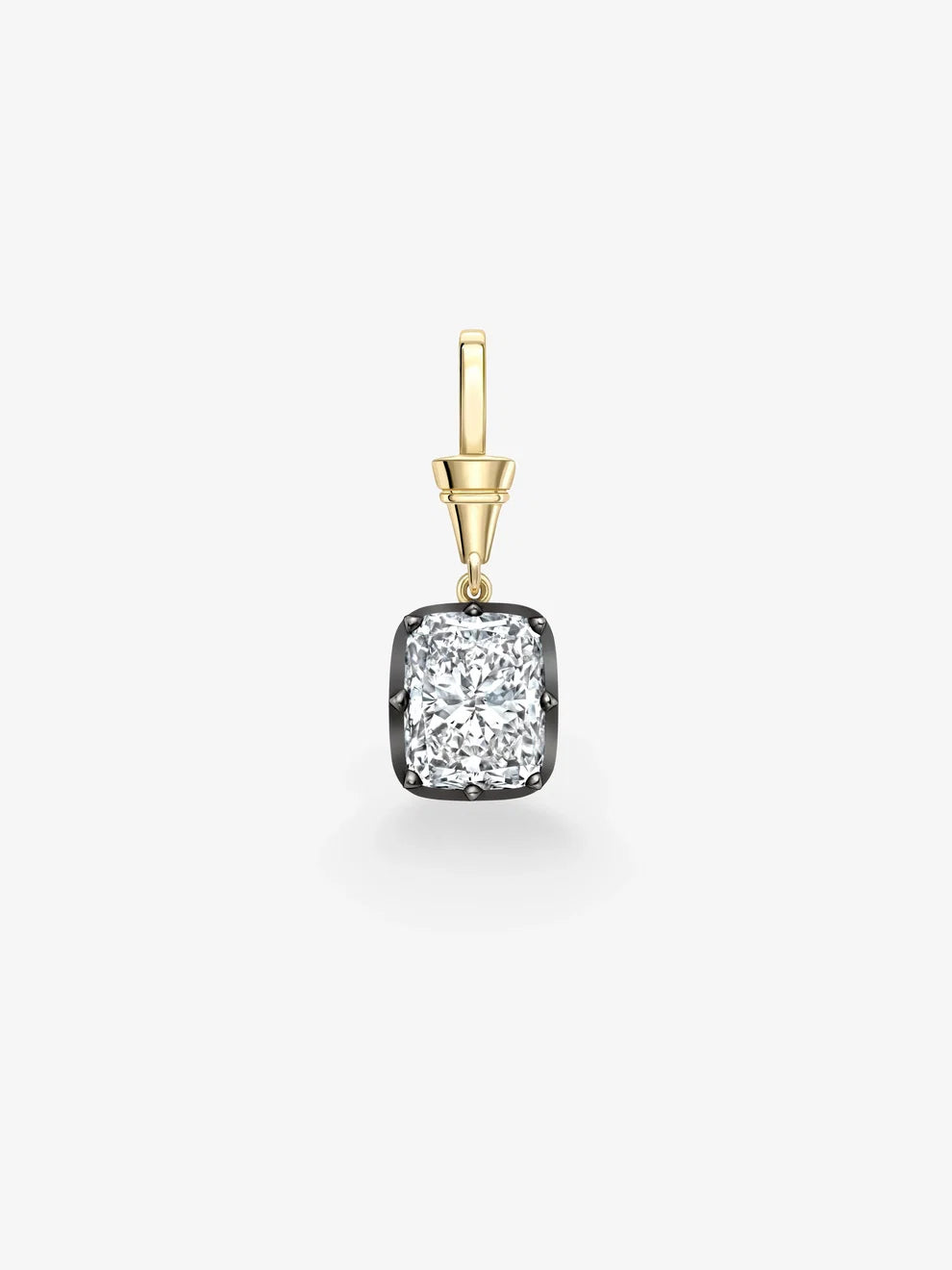 Cushion Cut DiaCushion Cut Lab Grown Diamond Pendant – Yellow Gold Bail with Black Rhodiummond Pendant, Yellow Gold Bail, Two-Tone Luxury Pendant