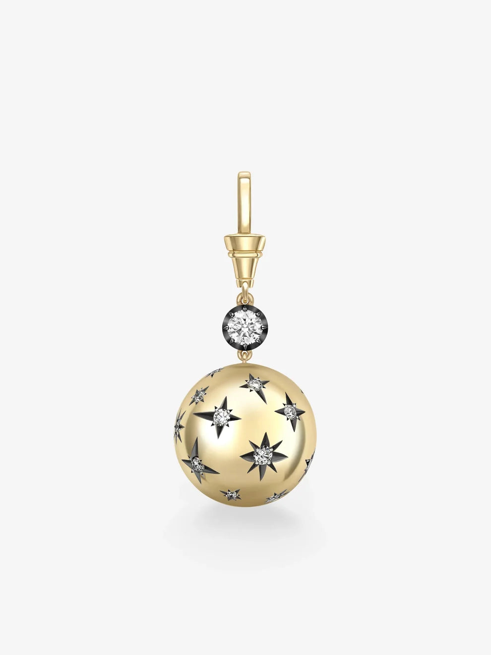 Celestial Starburst Lab Grown Diamond Sphere Charm, Round Diamond Orb Pendant