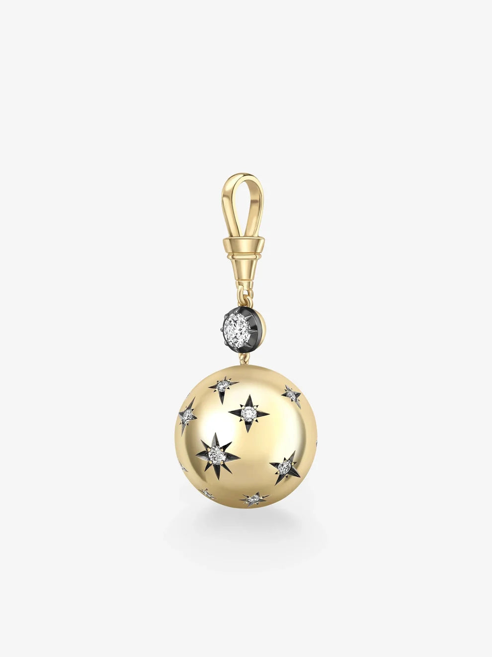 Celestial Starburst Lab Grown Diamond Sphere Charm, Round Diamond Orb Pendant