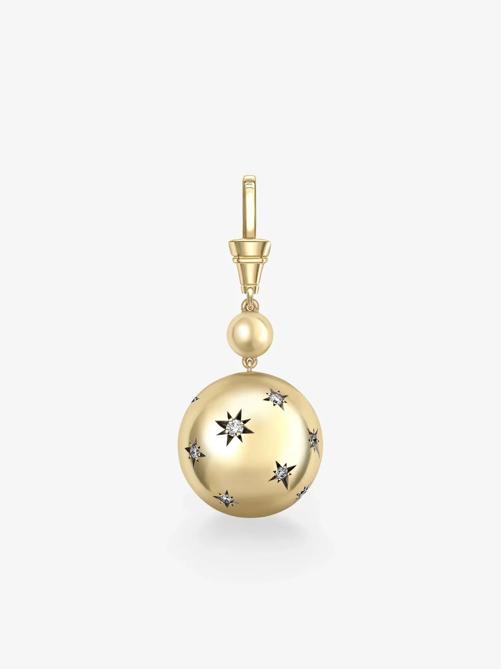 Celestial Starburst Lab Grown Diamond Sphere Charm, Round Diamond Orb Pendant
