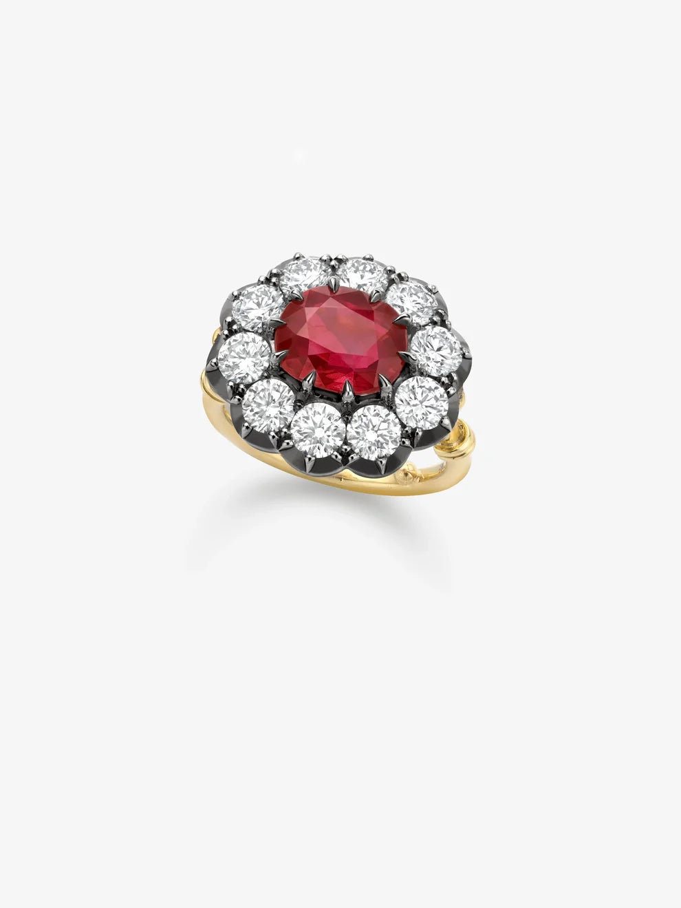 Oval Cut Ruby Vintage Halo Engagement Ring, Victorian Style Gemstone Ring