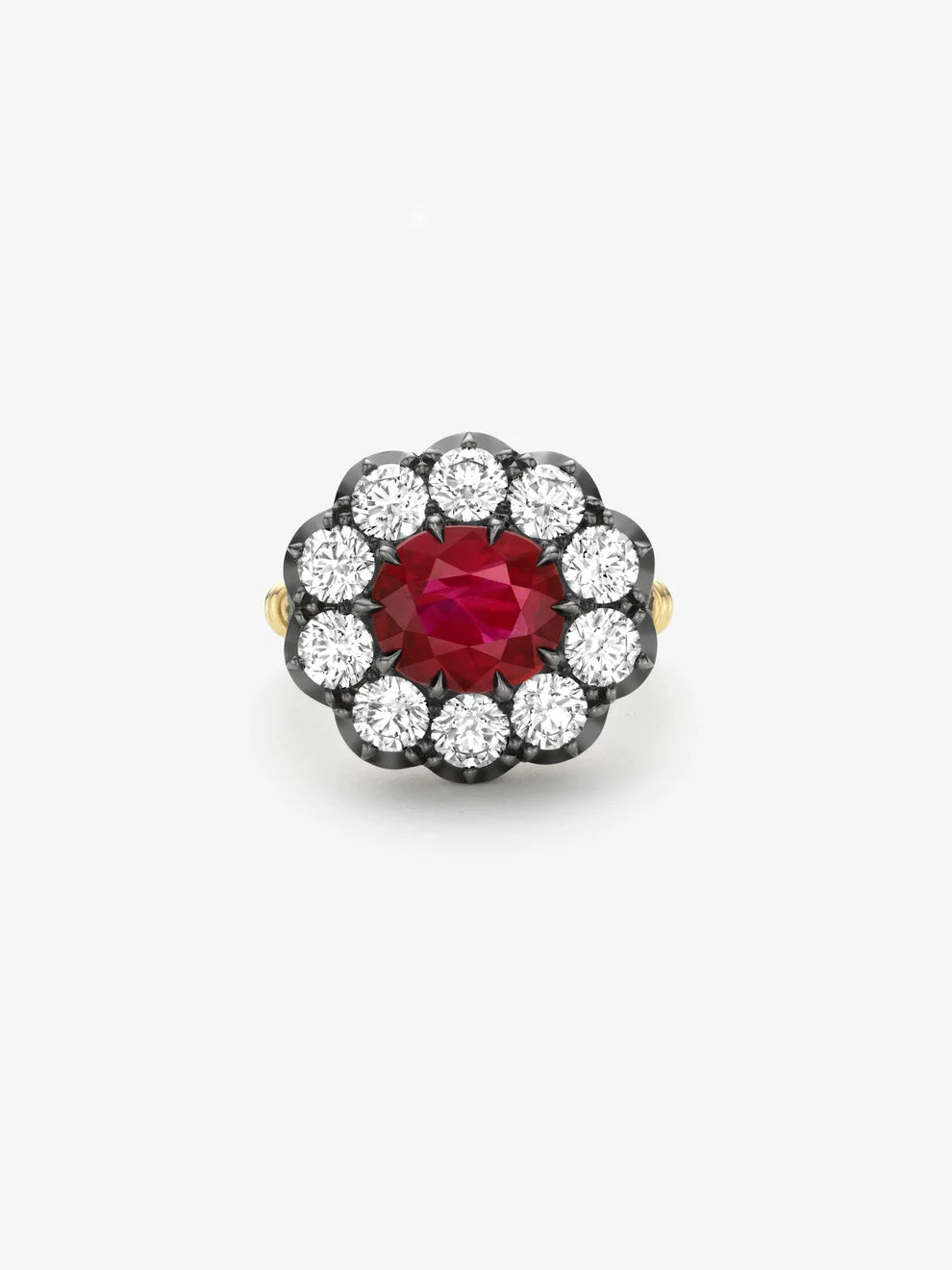Oval Cut Ruby Vintage Halo Engagement Ring, Victorian Style Gemstone Ring