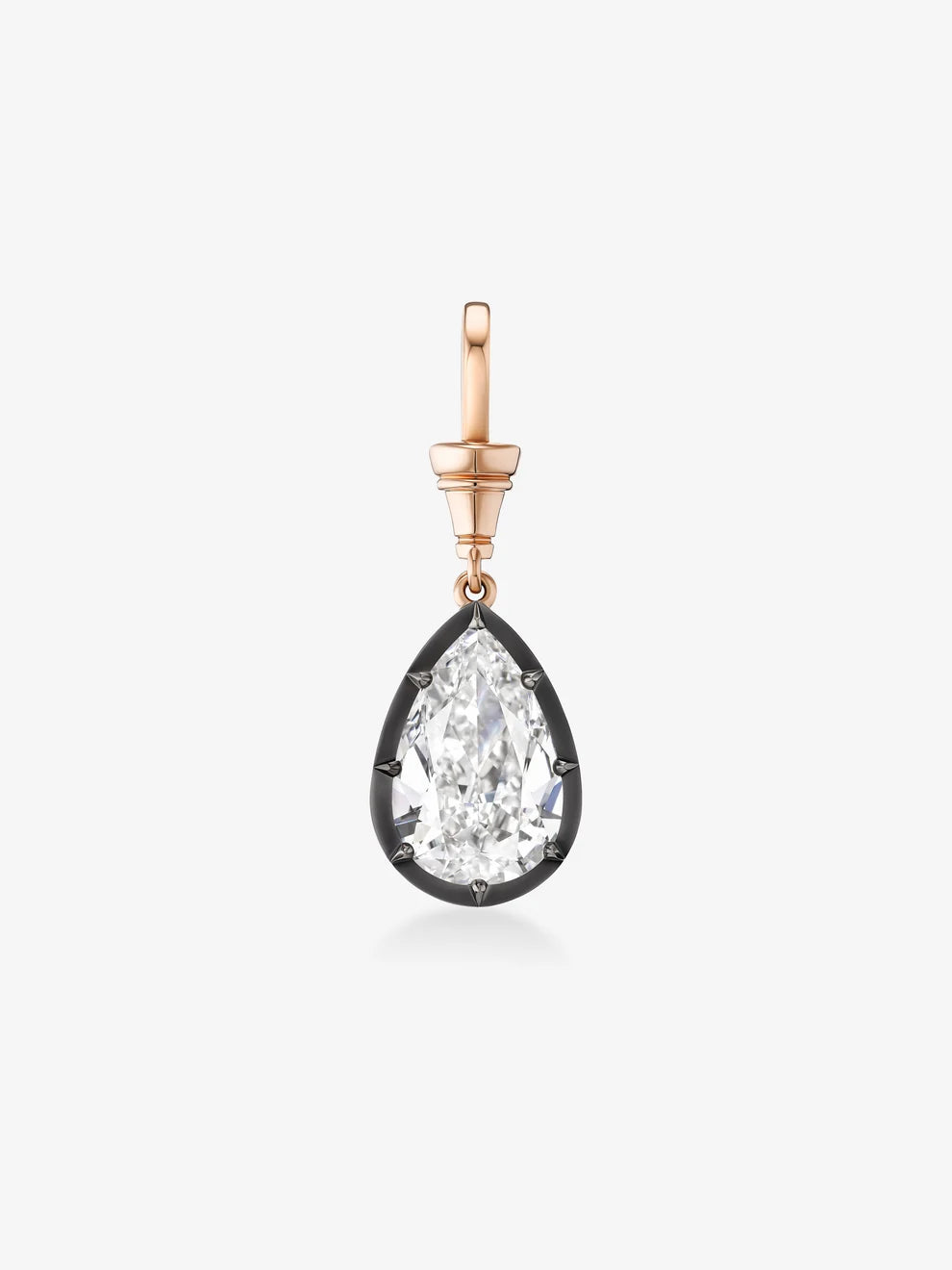 Pear Cut Lab Grown Diamond Pendant, Two Tone Rose Gold Teardrop Charm, Solitaire Diamond Necklace Pendant