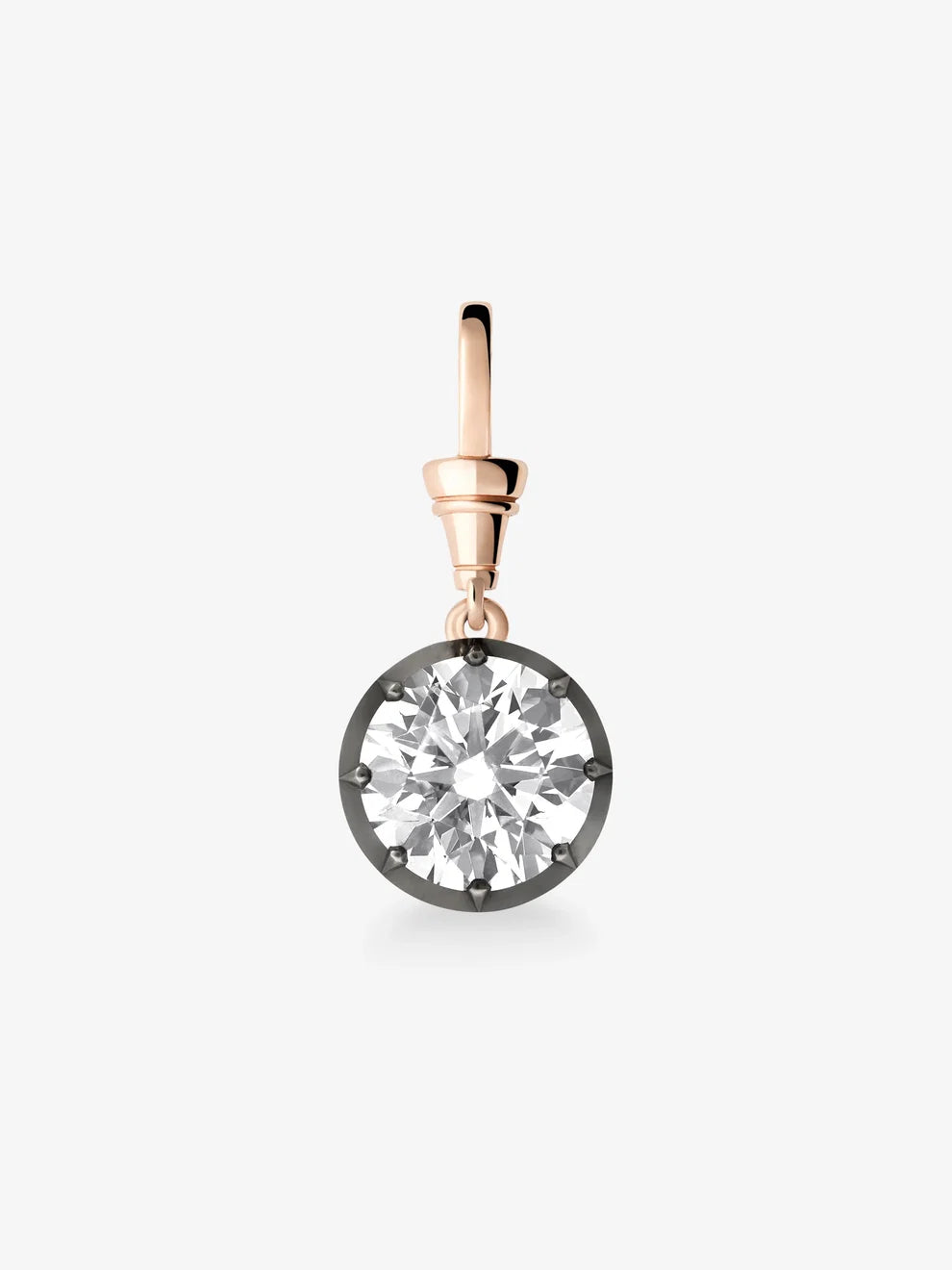 Round Cut Lab Grown Diamond Pendant – Rose Gold Bail with Black Rhodium Setting