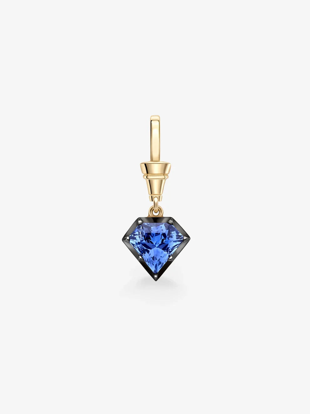 Kite Cut Blue Sapphire Drop Pendant, Vintage Inspired Solitaire Charm