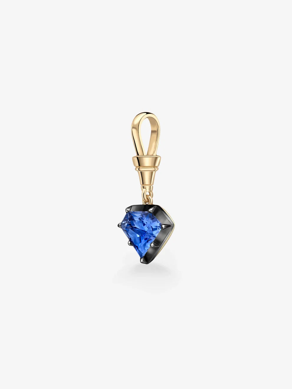 Kite Cut Blue Sapphire Drop Pendant, Vintage Inspired Solitaire Charm