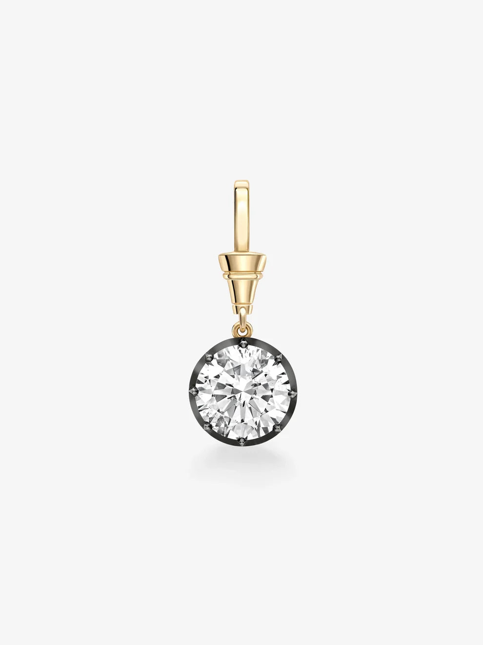 Round Cut Lab Grown Diamond Pendant, Black Bezel Solitaire Charm