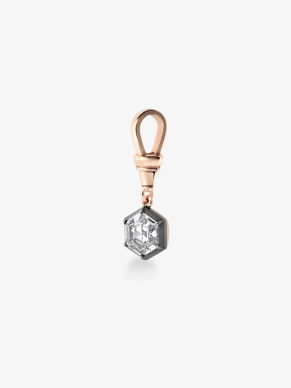 Hexagon Cut Lab Grown Diamond Pendant, Geometric Diamond Drop Charm