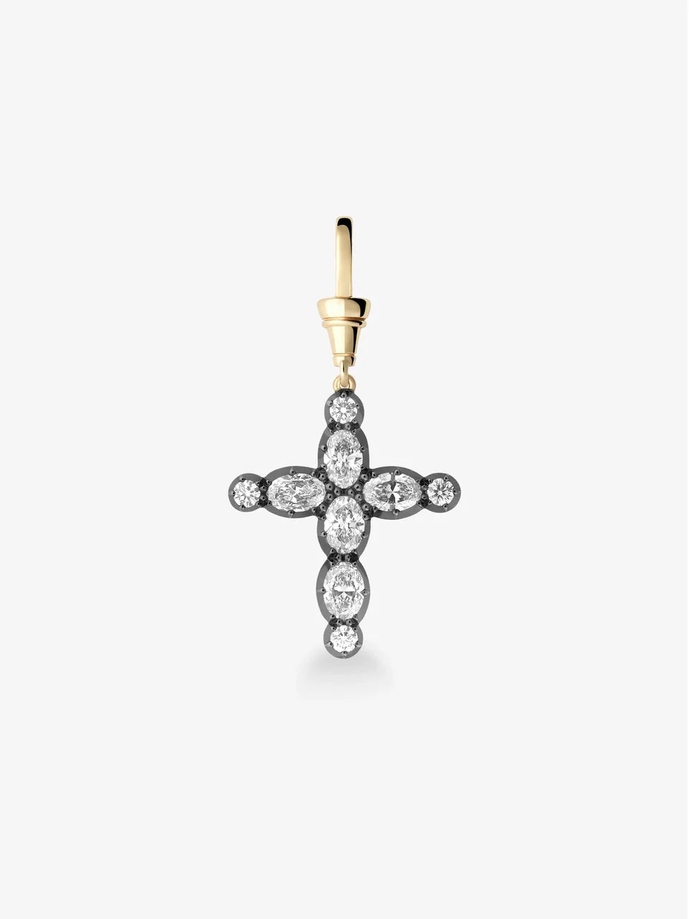 Diamond Cross Pendant, Vintage Inspired Cluster Cross Charm