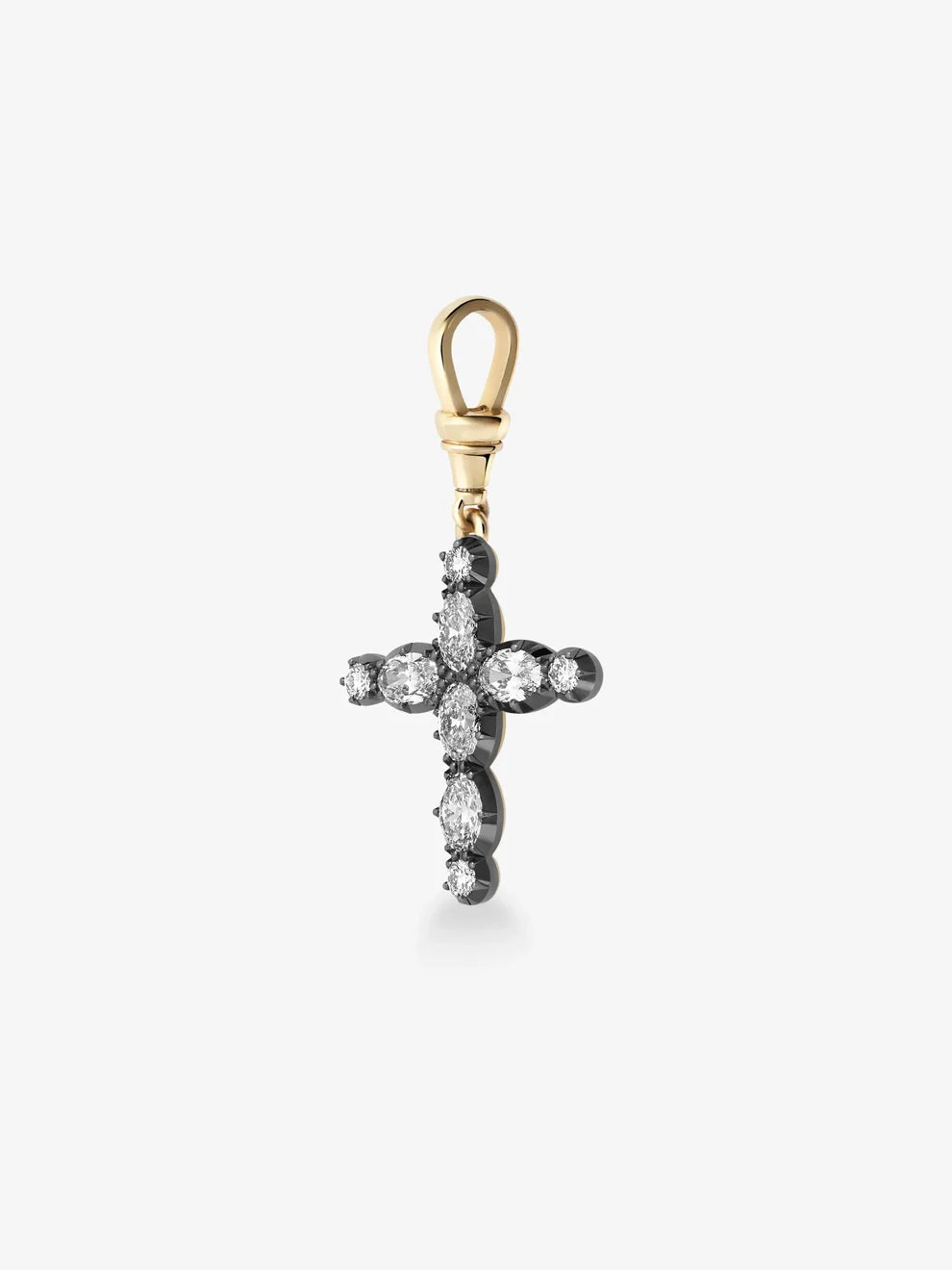 Diamond Cross Pendant, Vintage Inspired Cluster Cross Charm